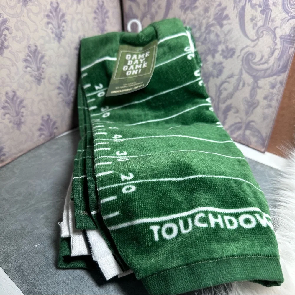 Football Field set of 3 Kitchen Towels | Game Day, Game On | NWT